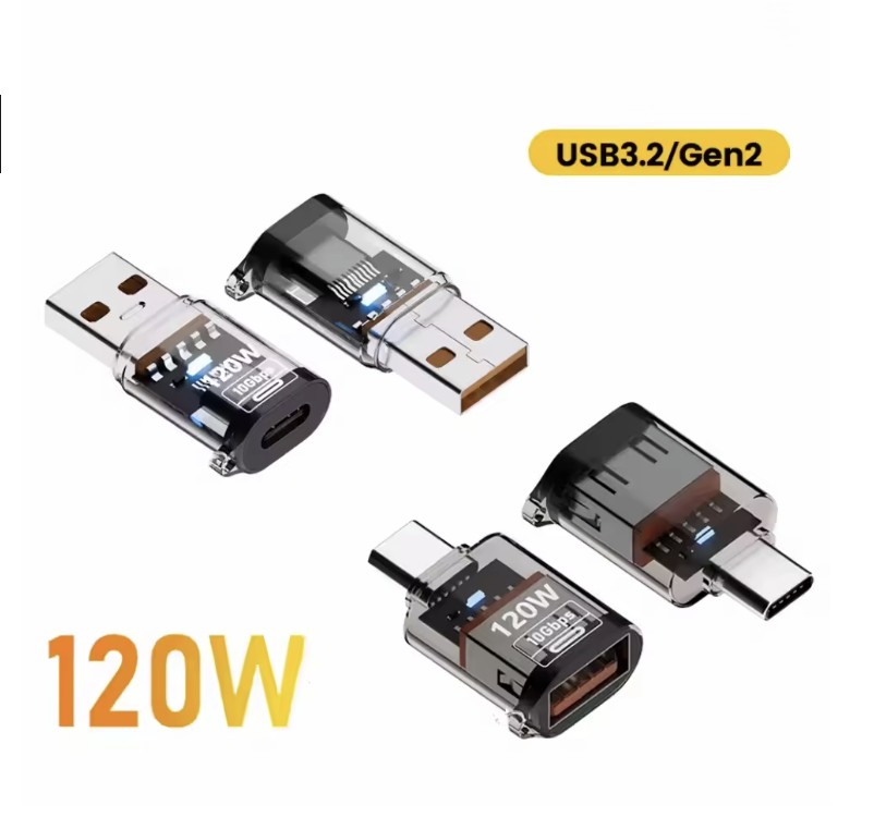 مبدل Type C به USB-A با قابلیت OTG، شارژ سریع با توان۱۲۰ وات و پشتیبانی از USB 3.2