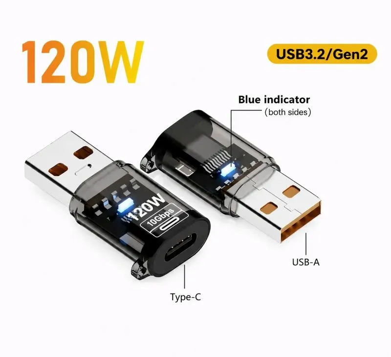 مبدل USB-A به Type Cبا قابلیت OTG، شارژ سریع با توان۱۲۰ وات و پشتیبانی از USB 3.2