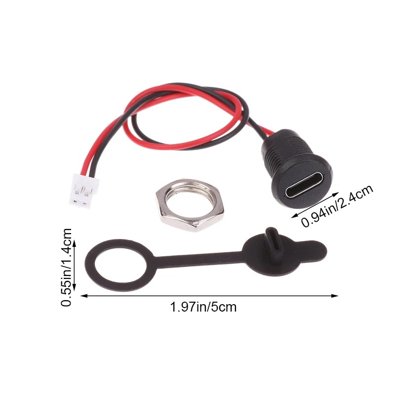 کانکتور و شارژر باتری لیتیومی TYPE-C چراغ دار ضدآب IP67 مشکی