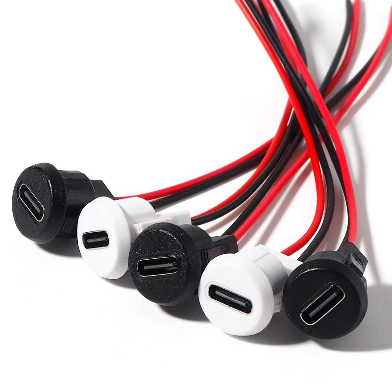 کانکتور مادگی  USB Type-C  رو پنلی شارژ سریع با جریان 3 آمپر (گرد)
