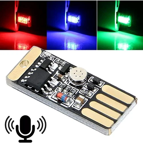 چراغ اتمسفر USB RGB کوچک برای خودرو و فضای داخلی — نور موزیکال و افکت دیسکو