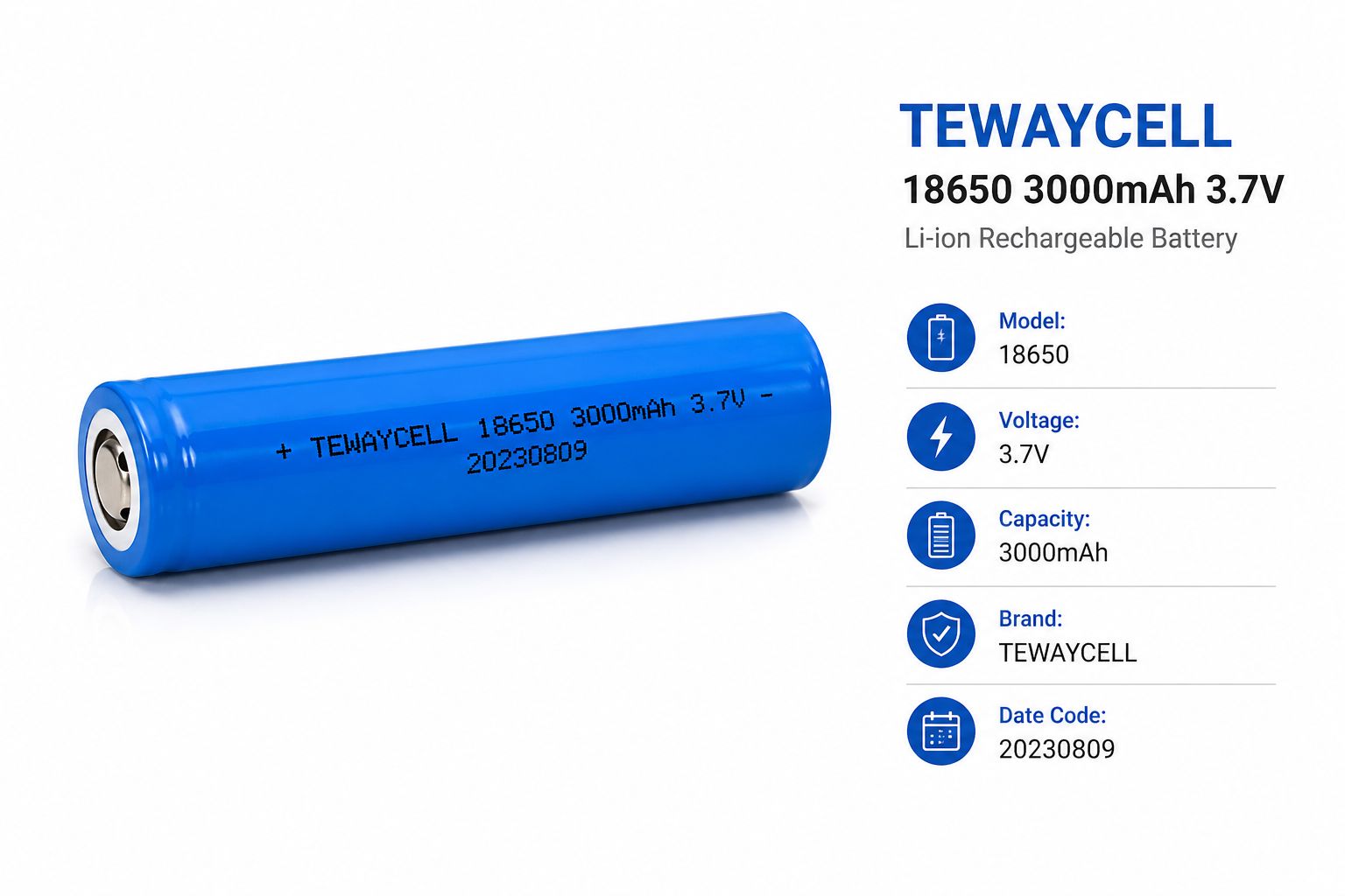 باتری لیتیوم یون 18650 سرتخت TEWAYCELL 3000MA