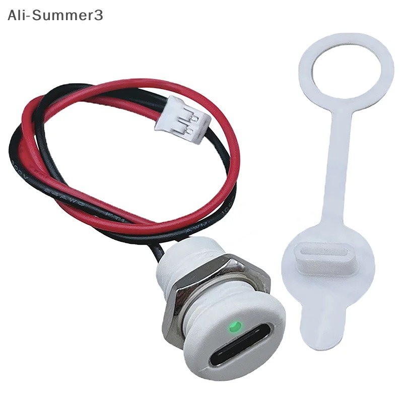 کانکتور و شارژر باتری لیتیومی TYPE-C چراغ دار ضدآب IP67 سفید