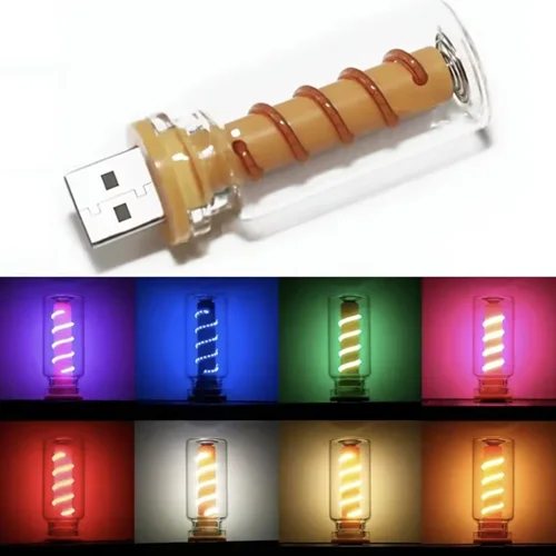 لامپ رترو فیلامنتی USB مدل مارپیچی با کلید لمسی شیشهای | نوردهی قابل تنظیم و طراحی شیک