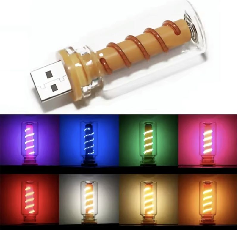 لامپ رترو فیلامنتی USB مدل مارپیچی با کلید لمسی شیشه‌ای | نوردهی قابل تنظیم و طراحی شیک