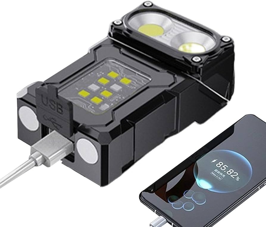 چراغ قوه LED مدل BORUiT، قابل شارژ با پاوربانک، چراغ کار