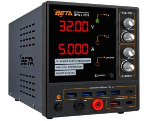 منبع تغذیه آزمایشگاهی خطی 32 ولت 5 آمپر 160 وات بتا BPS‑L3251 | شارژ سریع USB + گارانتی 18 ماهه